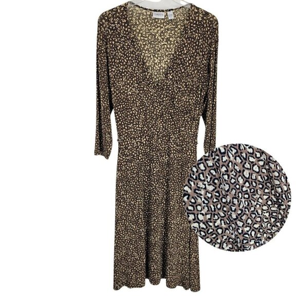 Chico's travelers Faux Wrap Maxi Dress Slinky Large workwear animal print V-neck - Picture 1 of 5